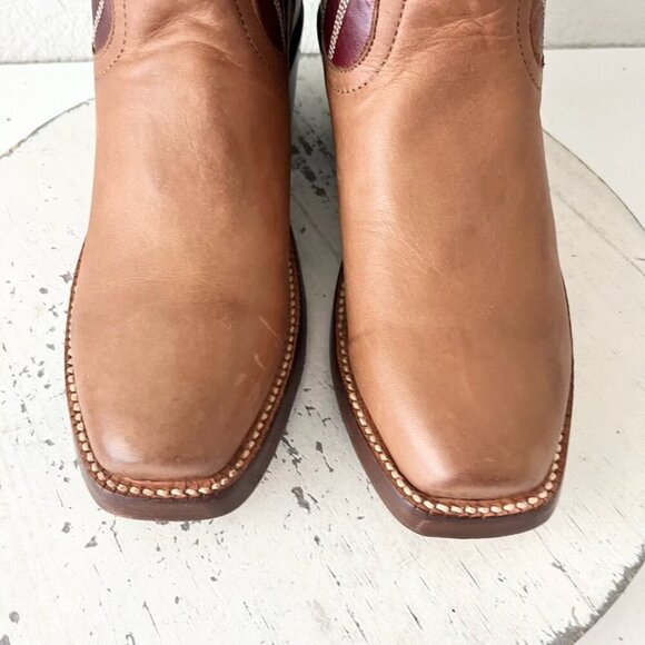 Rod Patrick Womens Knee High Cowboy Boots 6B Brown Red Cowgirl Western Blunt Toe - Picture 6 of 10